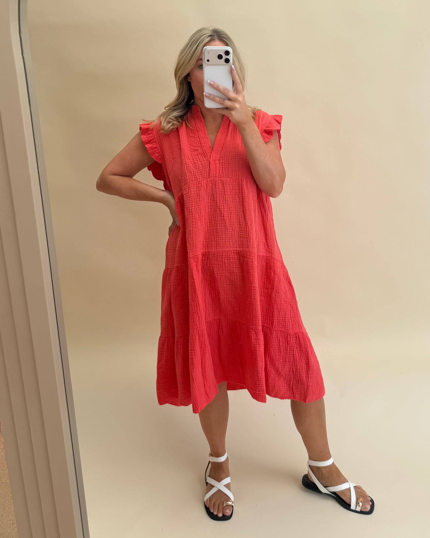 PLAIN SMOCK CHEESECLOTH COTTON  DRESSES