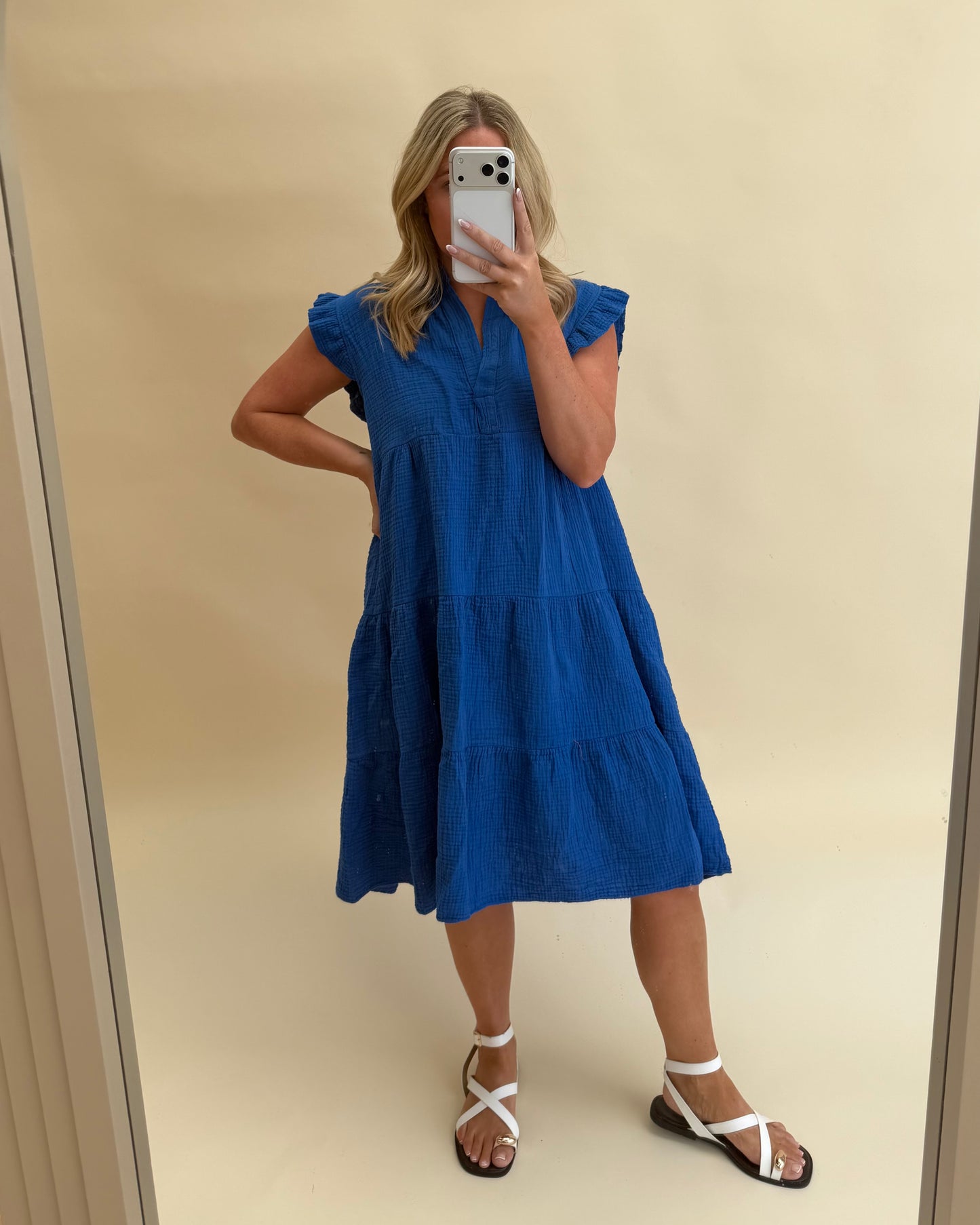PLAIN SMOCK CHEESECLOTH COTTON  DRESSES