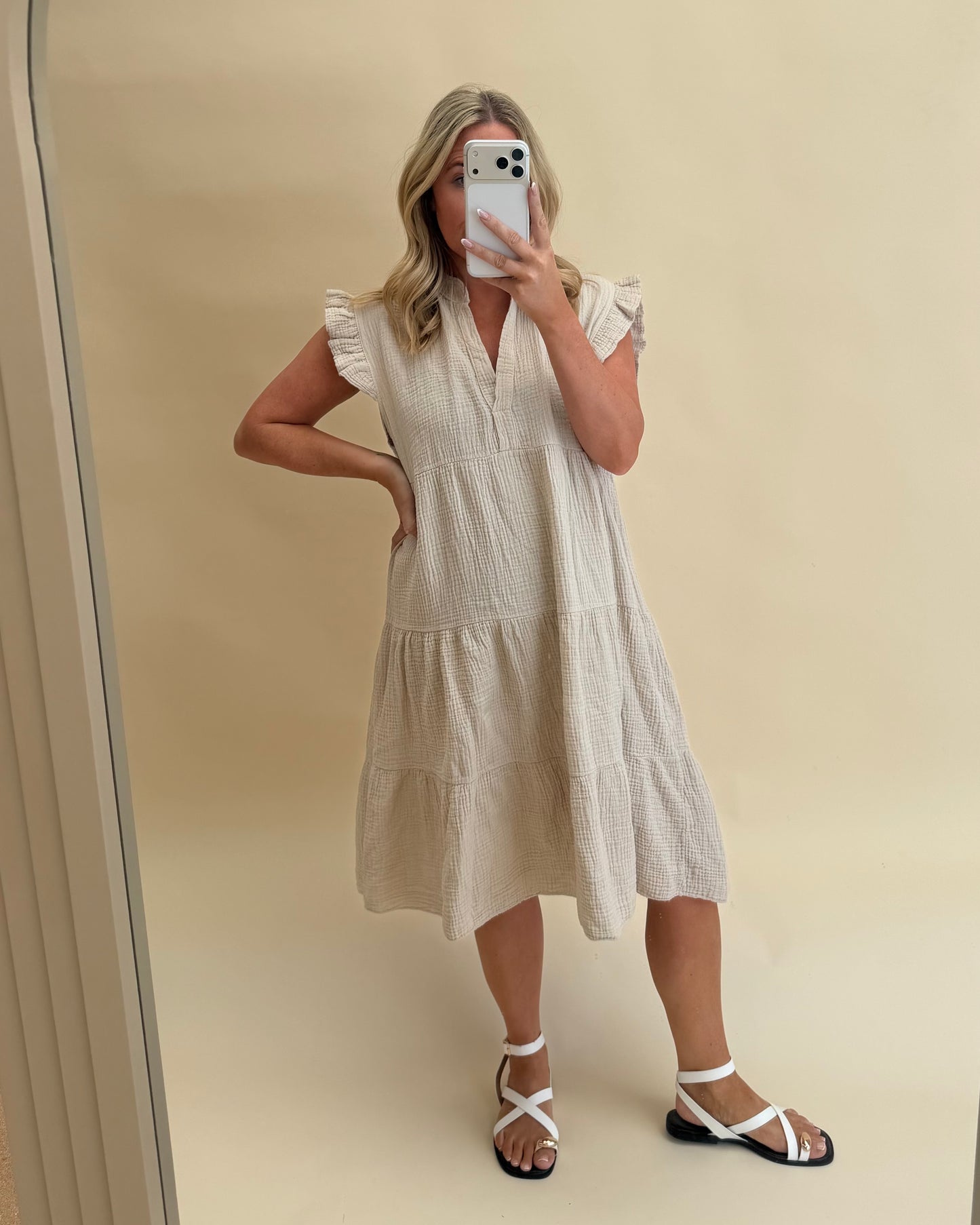 PLAIN SMOCK CHEESECLOTH COTTON  DRESSES