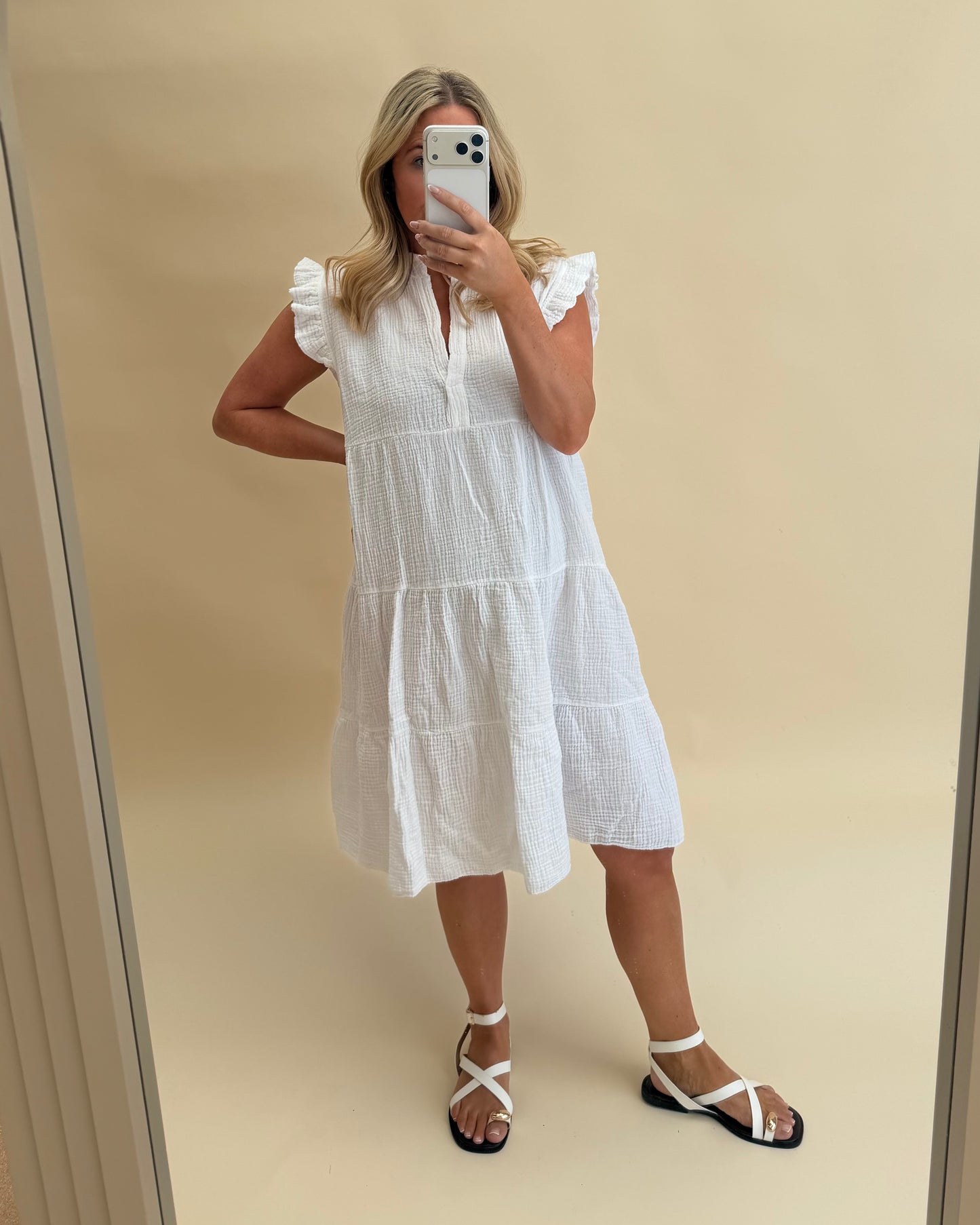 PLAIN SMOCK CHEESECLOTH COTTON  DRESSES