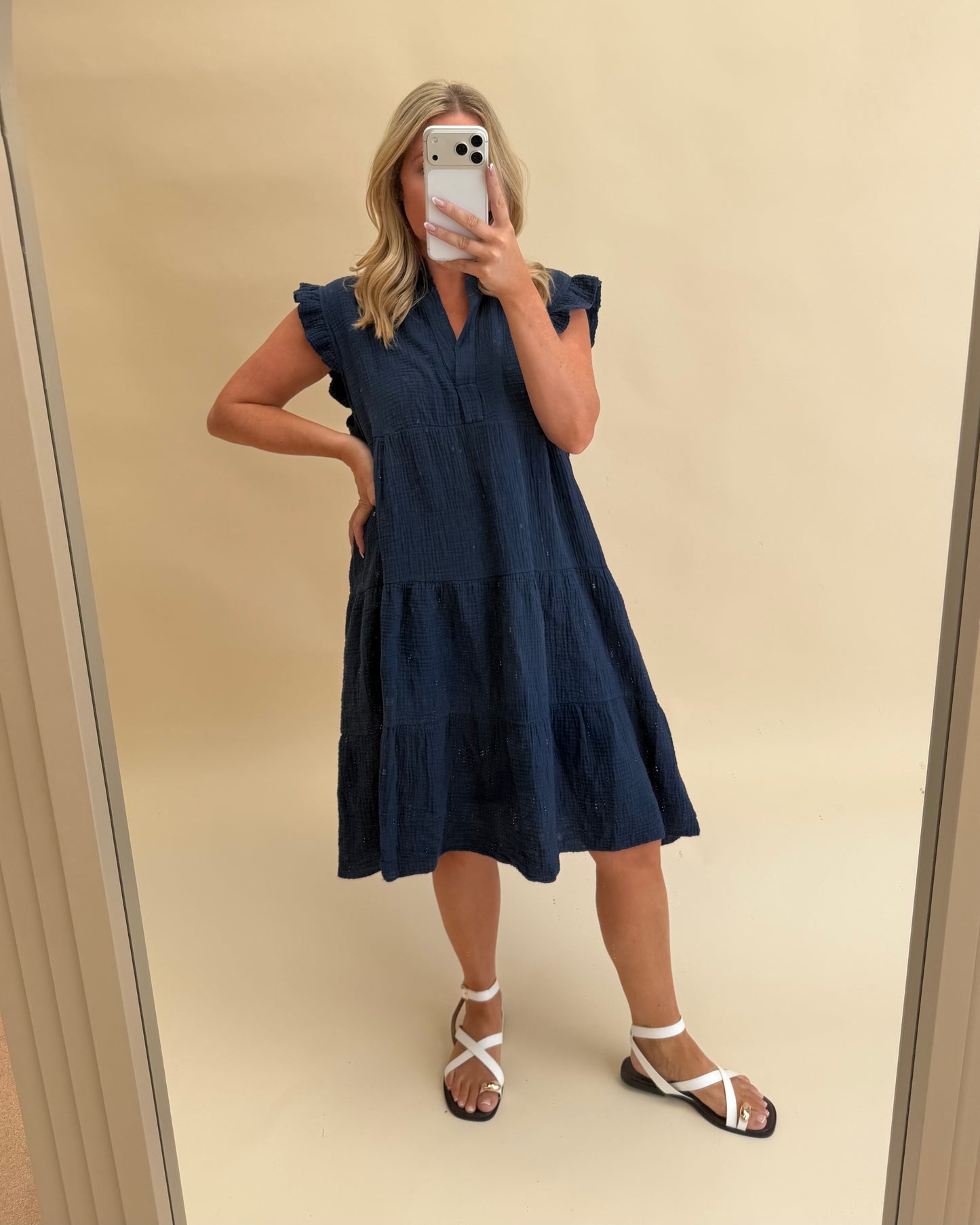 PLAIN SMOCK CHEESECLOTH COTTON  DRESSES