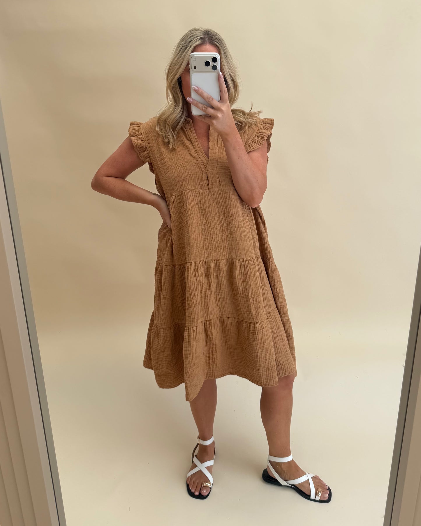 PLAIN SMOCK CHEESECLOTH COTTON  DRESSES