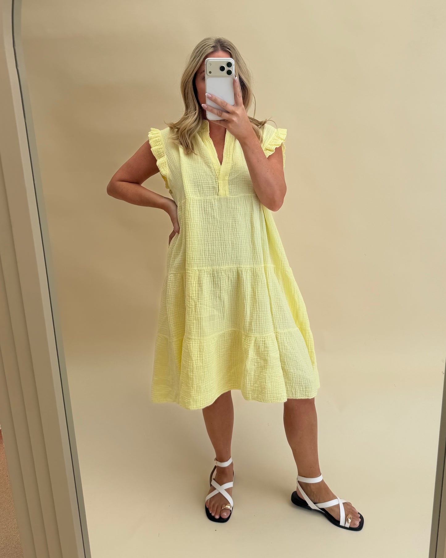 PLAIN SMOCK CHEESECLOTH COTTON  DRESSES