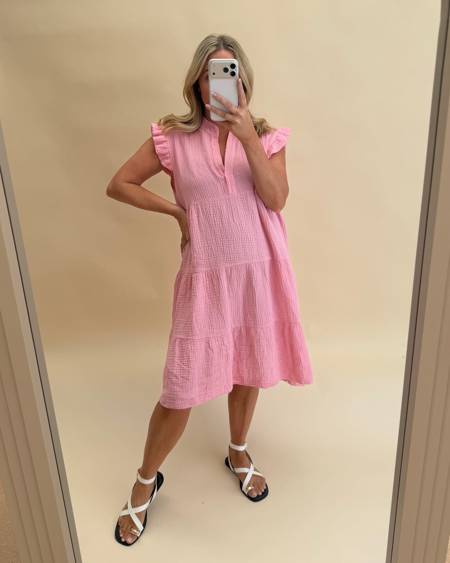 PLAIN SMOCK CHEESECLOTH COTTON  DRESSES