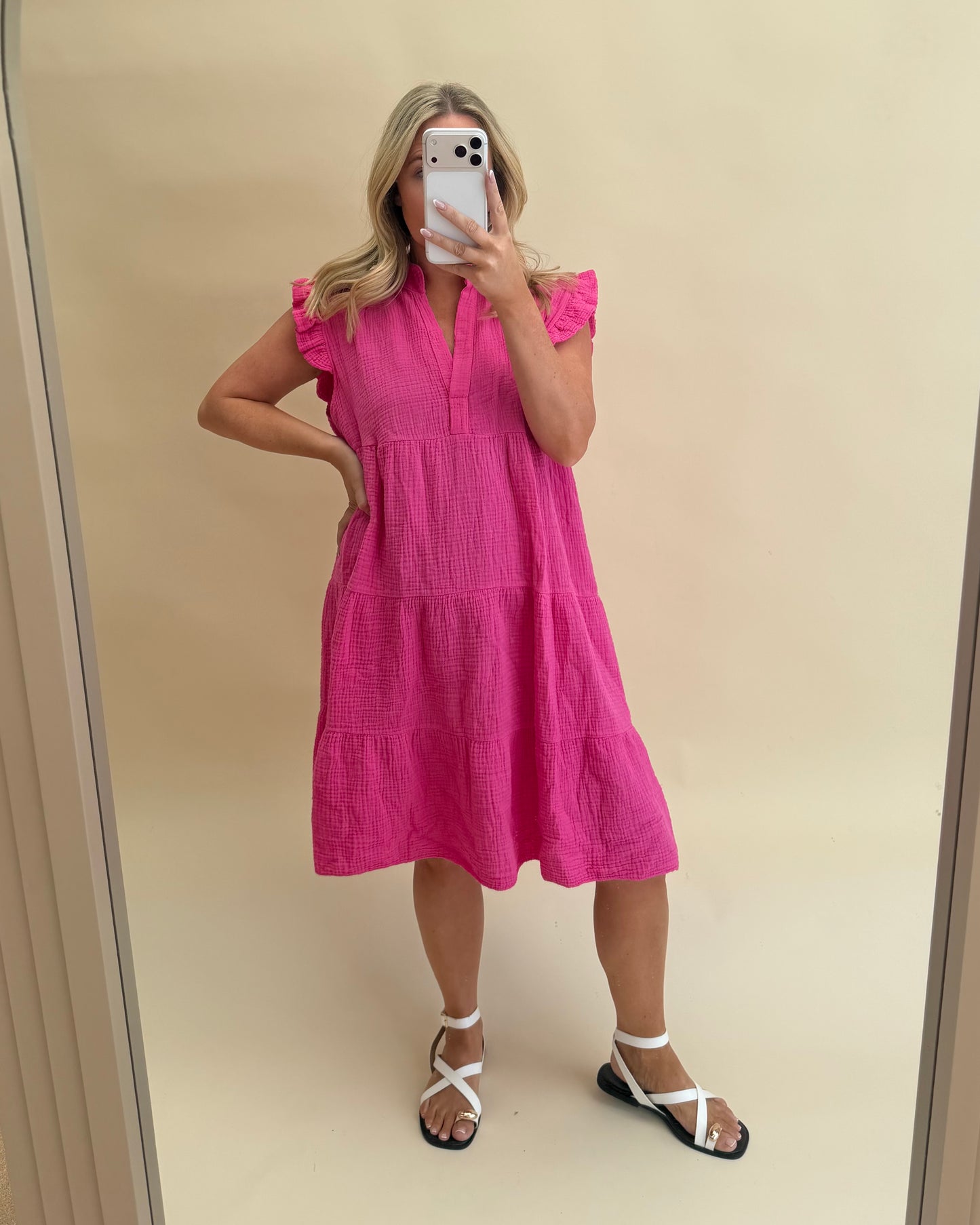 PLAIN SMOCK CHEESECLOTH COTTON  DRESSES