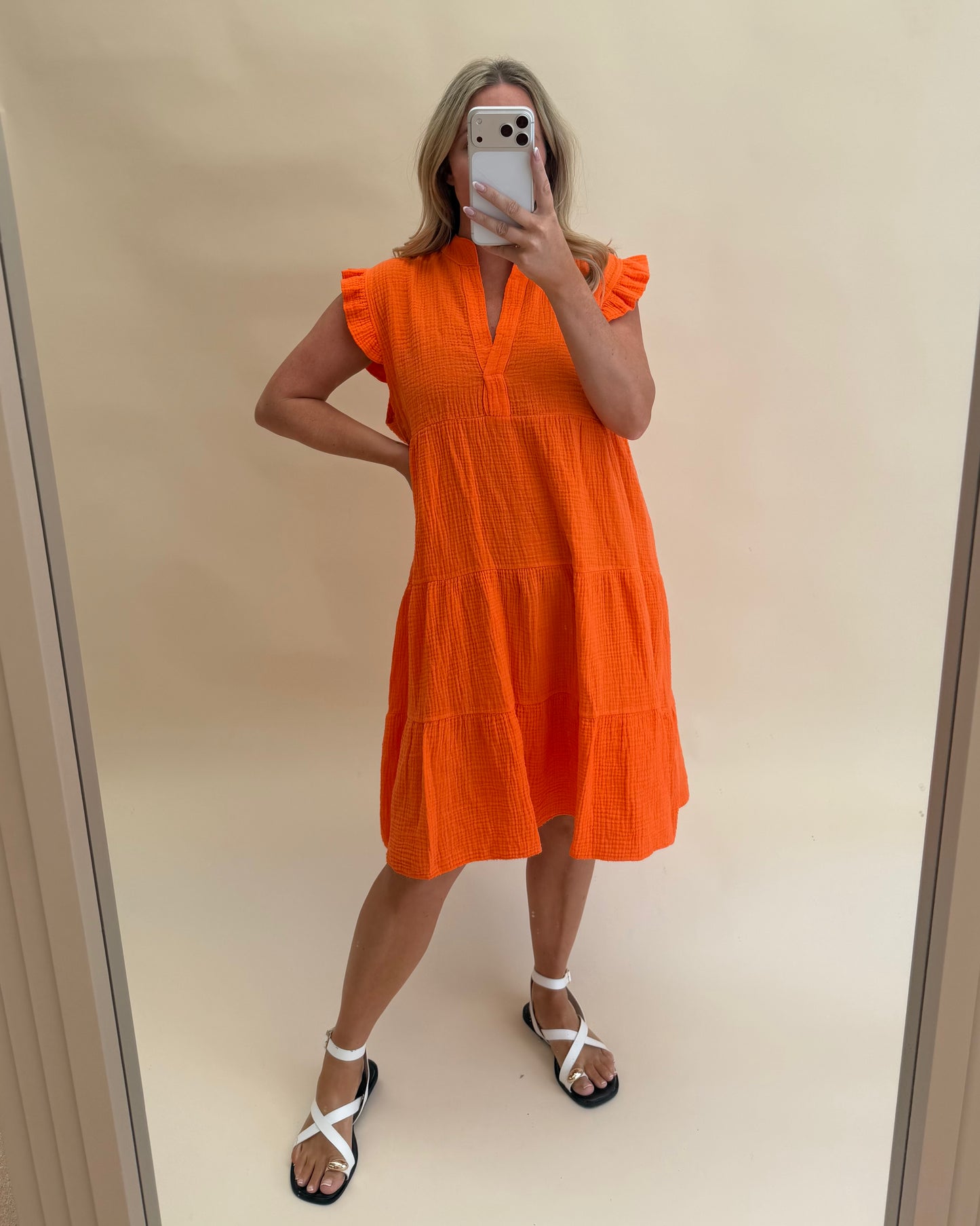 PLAIN SMOCK CHEESECLOTH COTTON  DRESSES