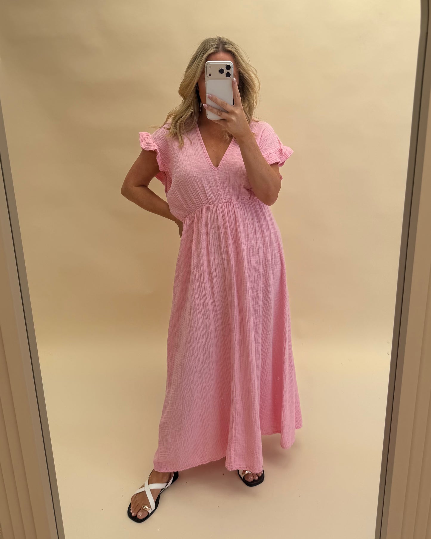 PLAIN CHEESECLOTH COTTON MAXI DRESS