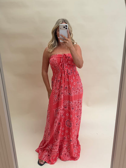 BANDANA BANDEAU MAXI DRESS 100% COTTON