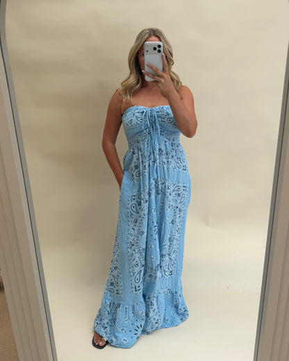 BANDANA BANDEAU MAXI DRESS 100% COTTON