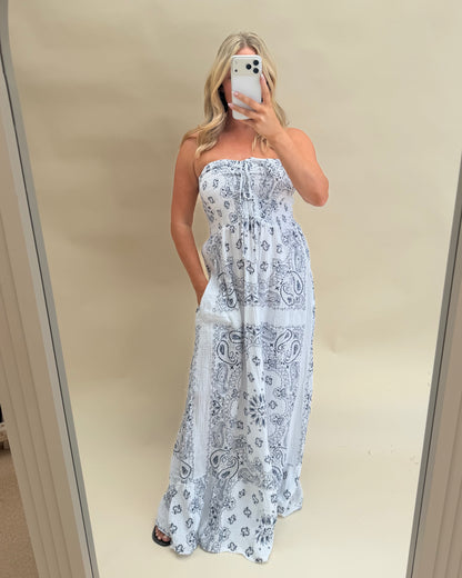 BANDANA BANDEAU MAXI DRESS 100% COTTON