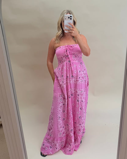 BANDANA BANDEAU MAXI DRESS 100% COTTON