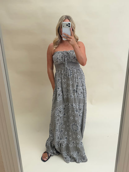 BANDANA BANDEAU MAXI DRESS 100% COTTON