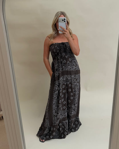 BANDANA BANDEAU MAXI DRESS 100% COTTON