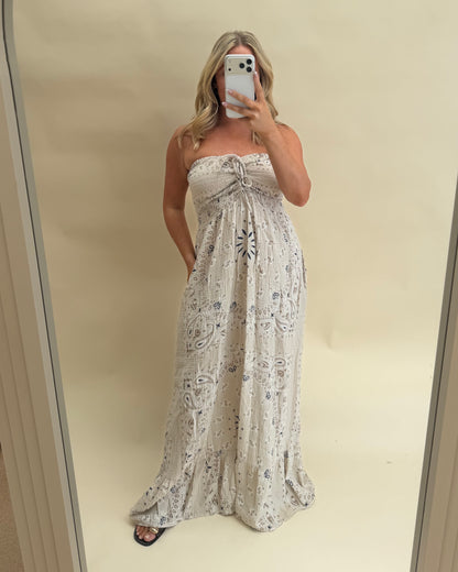 BANDANA BANDEAU MAXI DRESS 100% COTTON