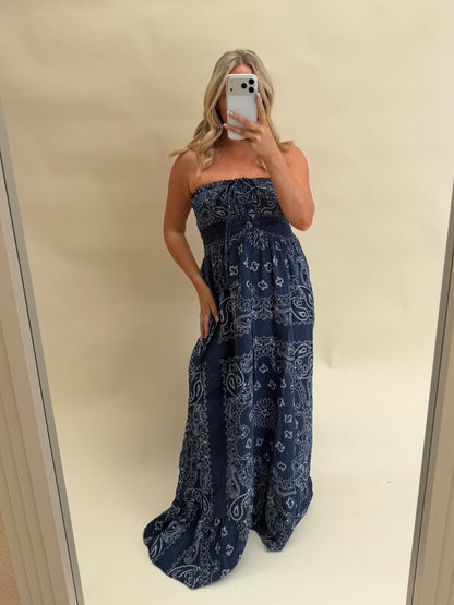 BANDANA BANDEAU MAXI DRESS 100% COTTON