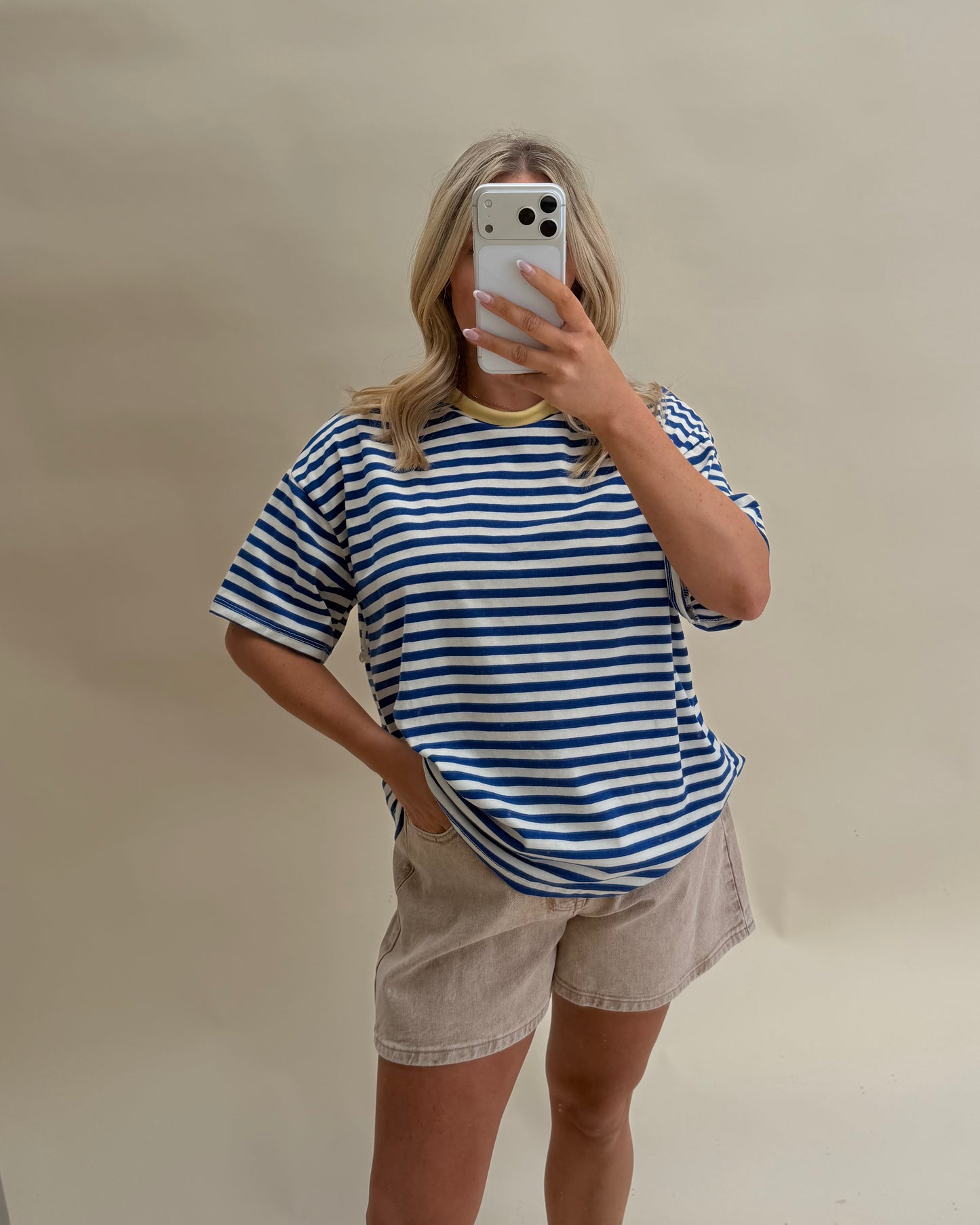 SHORT SLEEVE STRIPE COTTON T-SHIRT