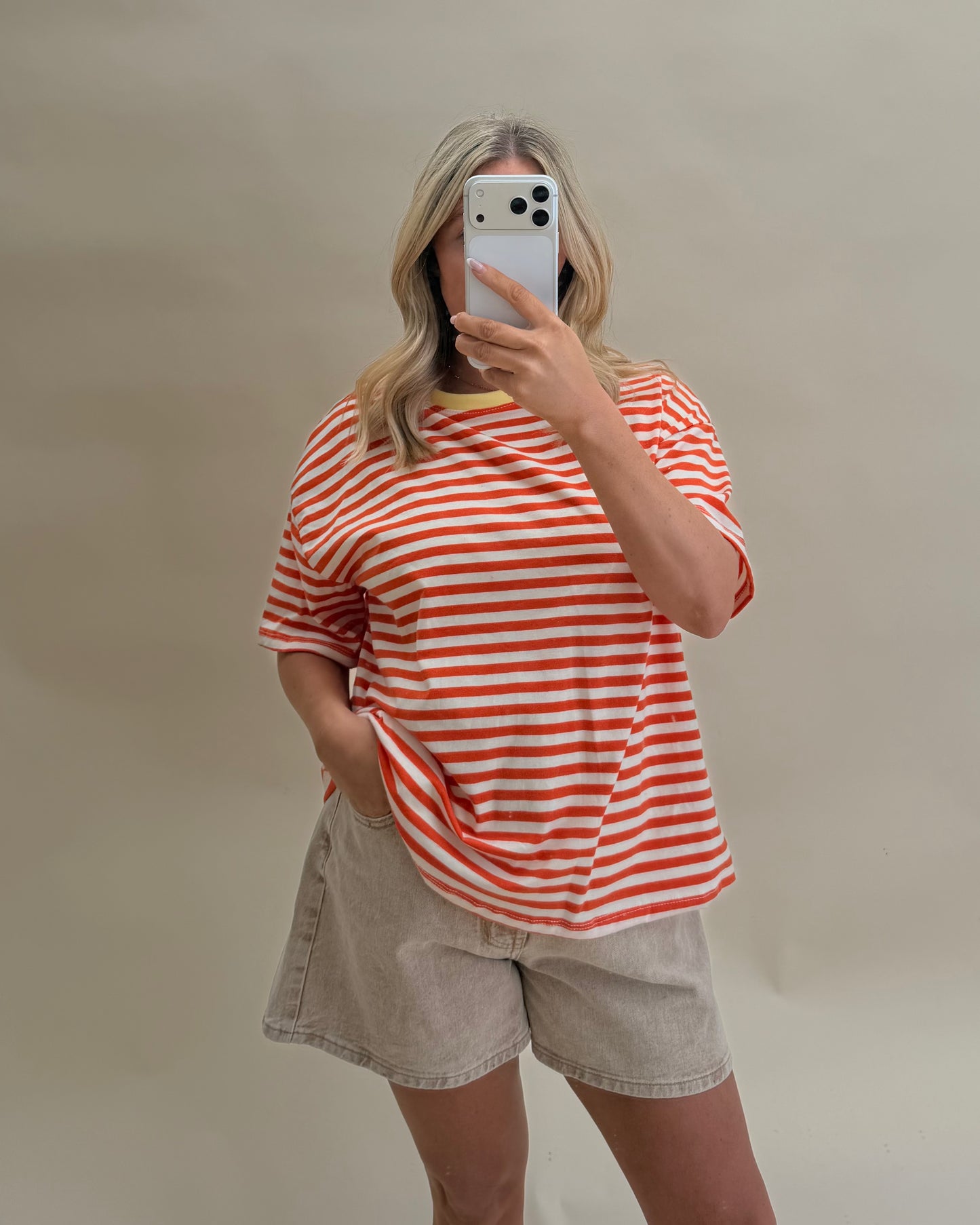 SHORT SLEEVE STRIPE COTTON T-SHIRT