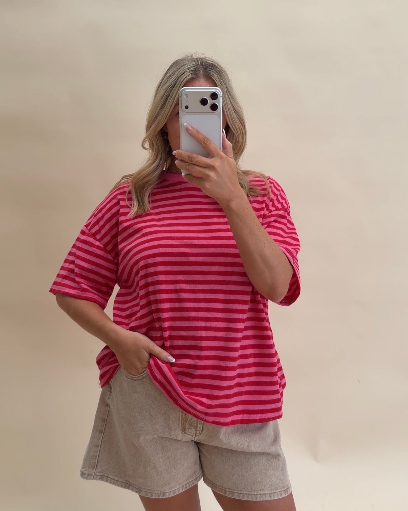 SHORT SLEEVE STRIPE COTTON T-SHIRT