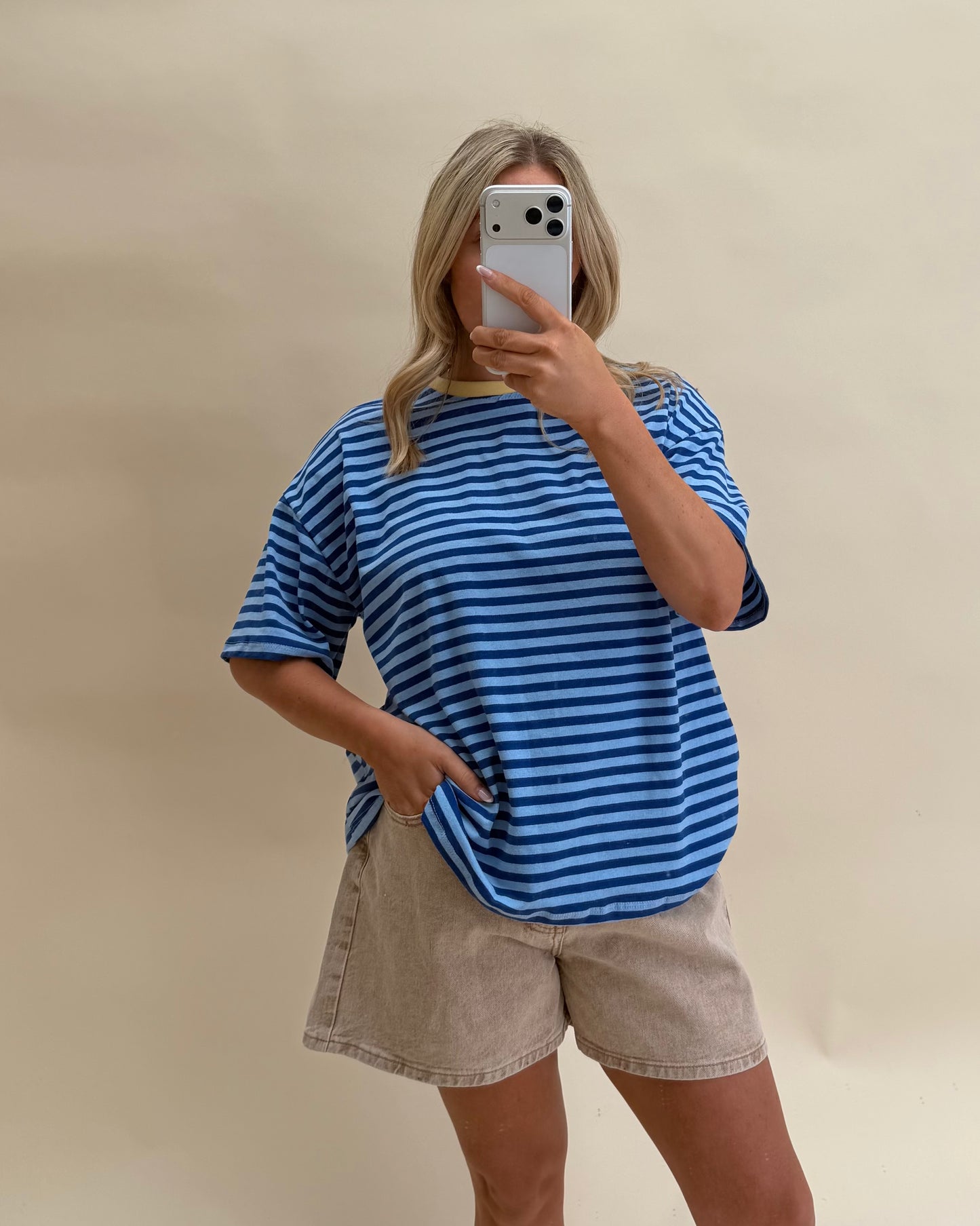 SHORT SLEEVE STRIPE COTTON T-SHIRT