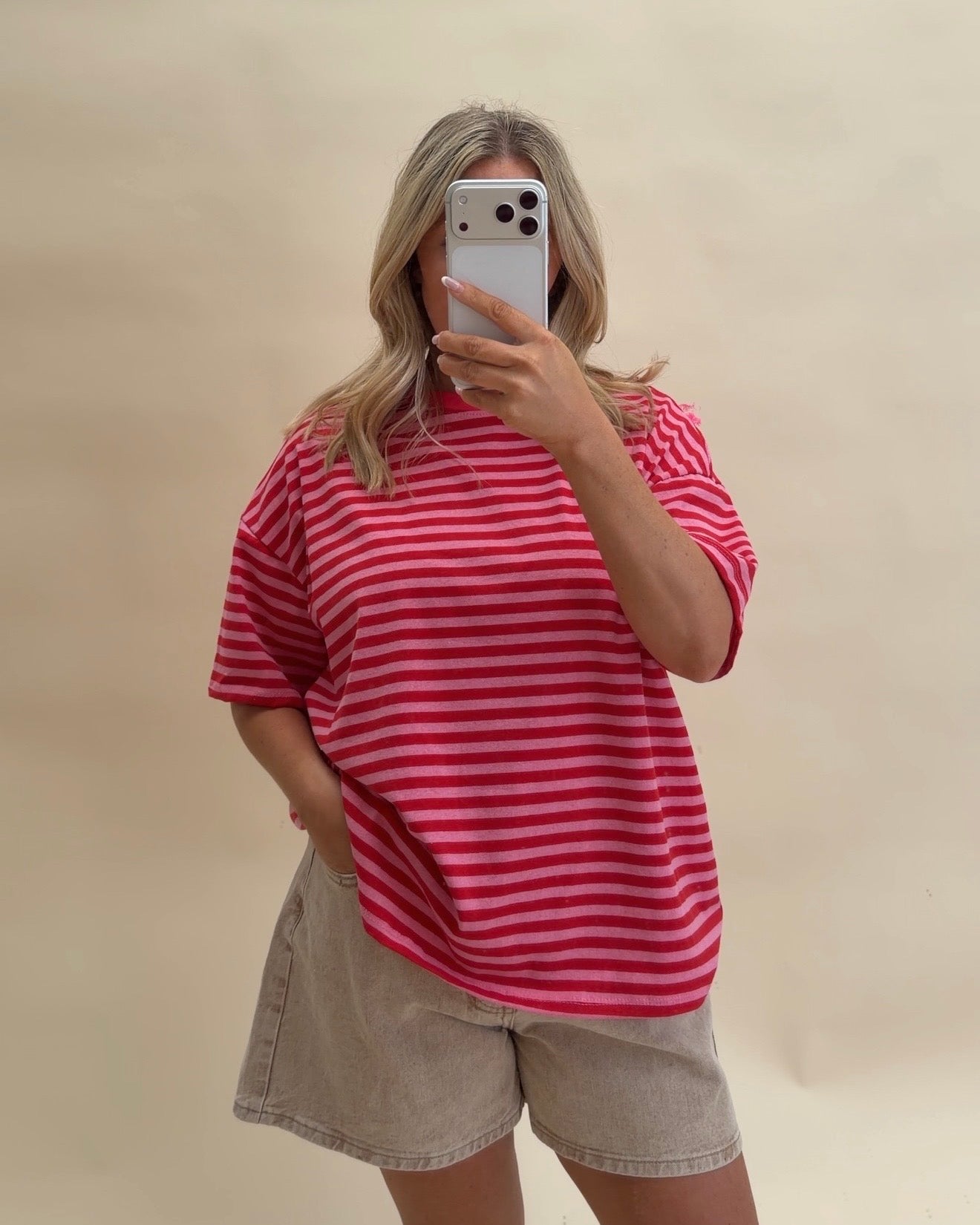 SHORT SLEEVE STRIPE COTTON T-SHIRT