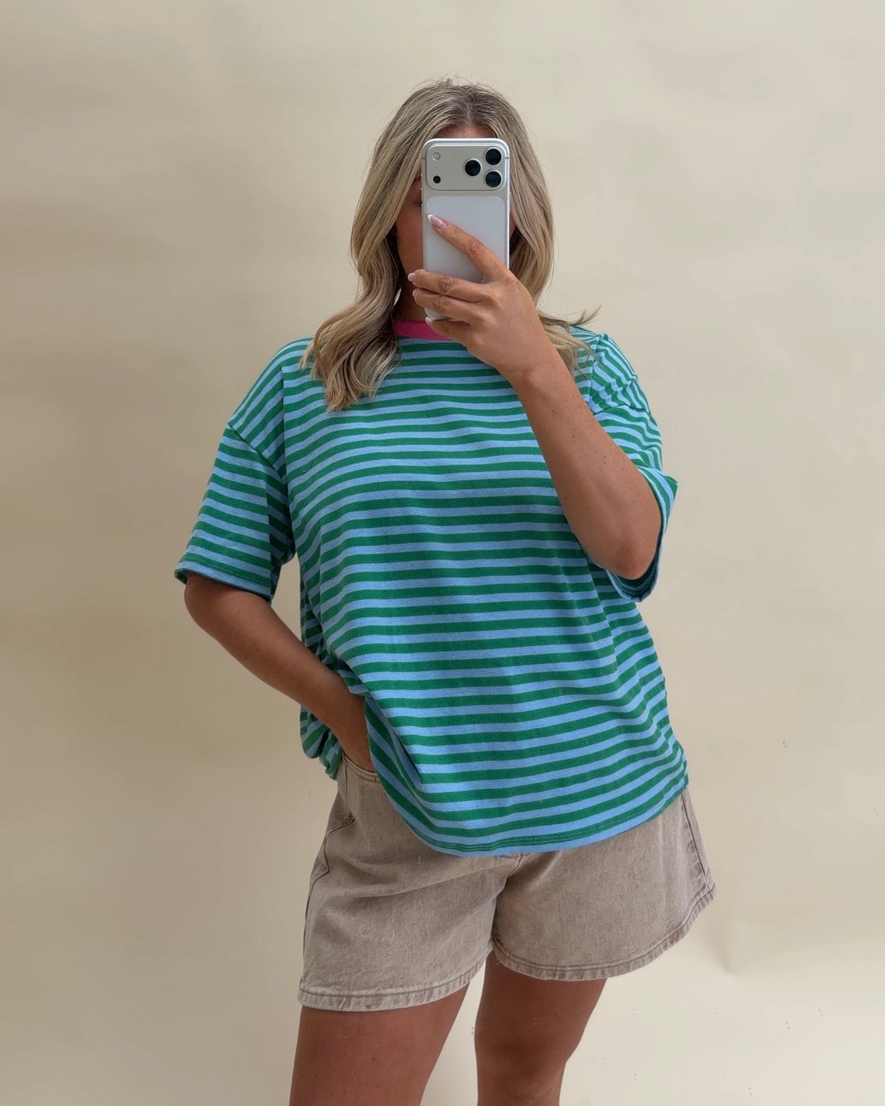 SHORT SLEEVE STRIPE COTTON T-SHIRT