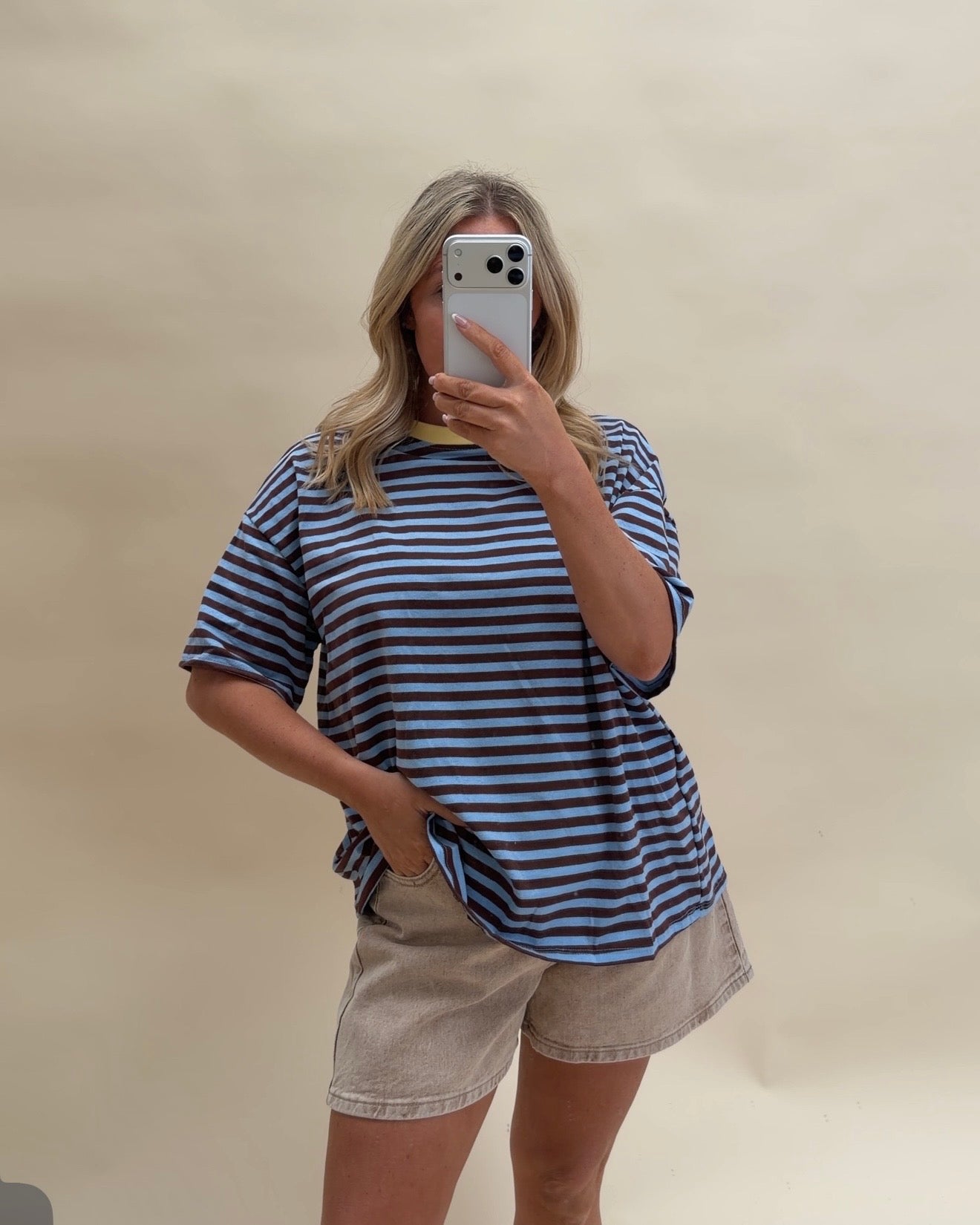 SHORT SLEEVE STRIPE COTTON T-SHIRT