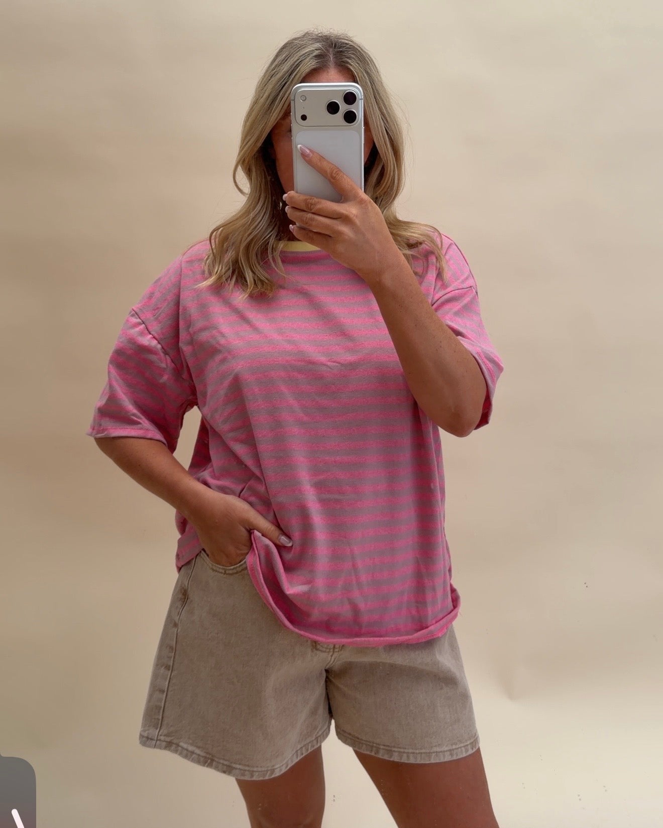 SHORT SLEEVE STRIPE COTTON T-SHIRT