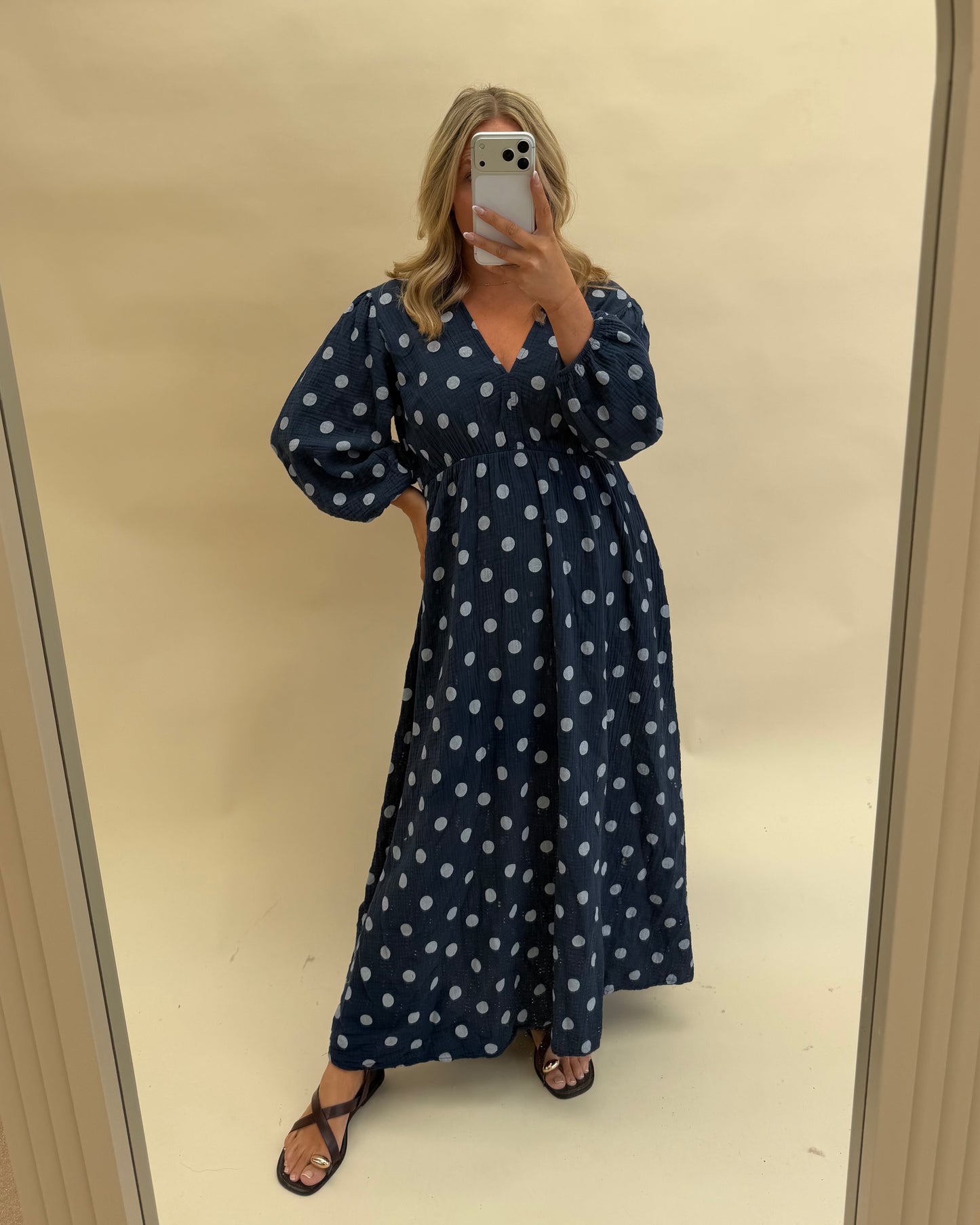 POLKA DOT  CHESSECLOTH COTTON DRESS