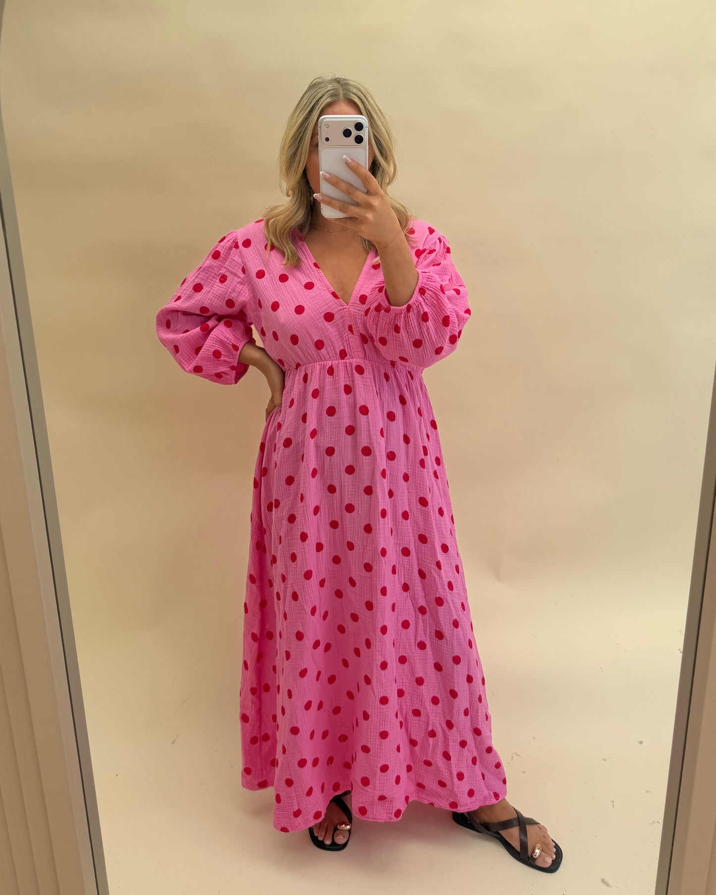POLKA DOT  CHESSECLOTH COTTON DRESS