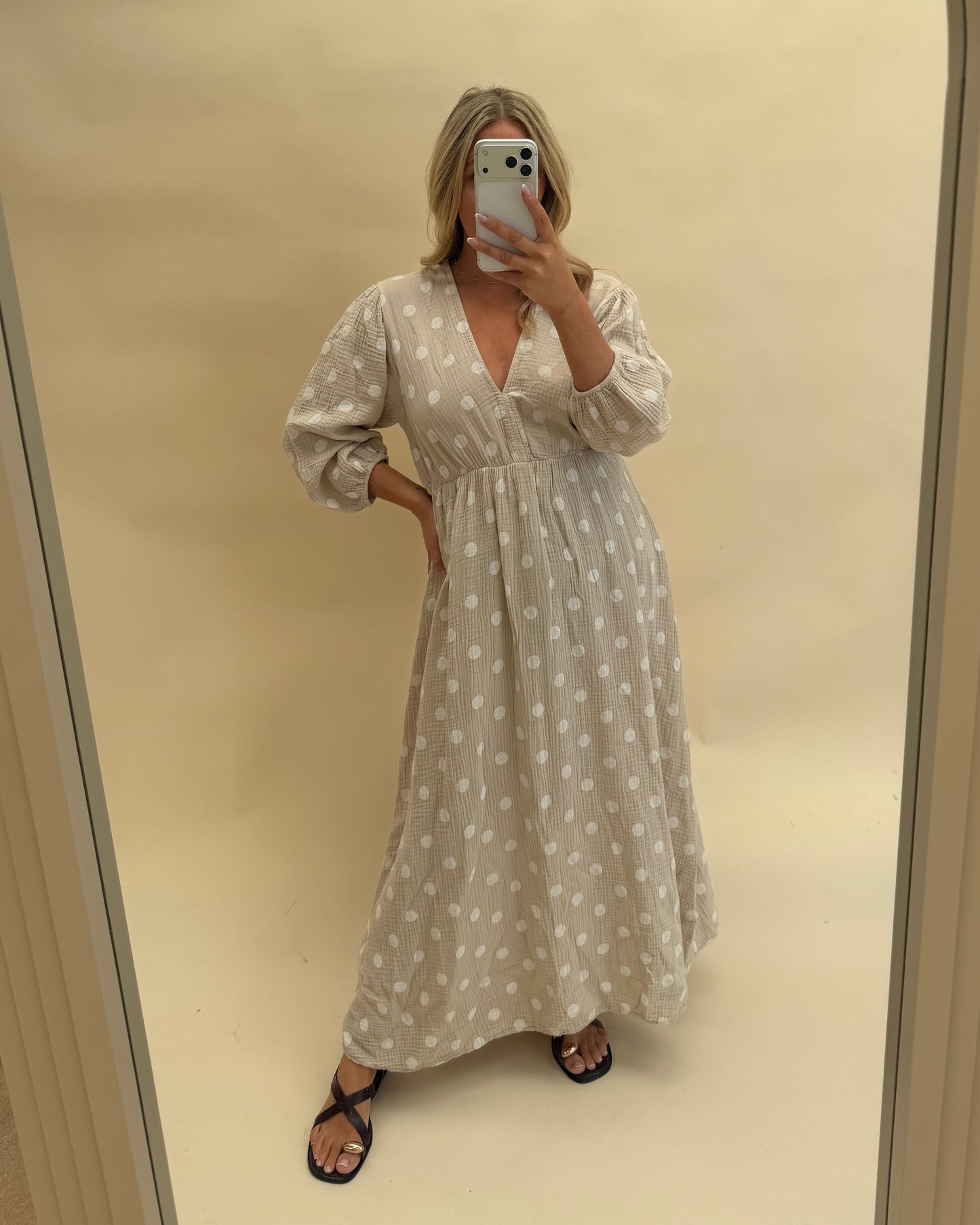 POLKA DOT  CHESSECLOTH COTTON DRESS