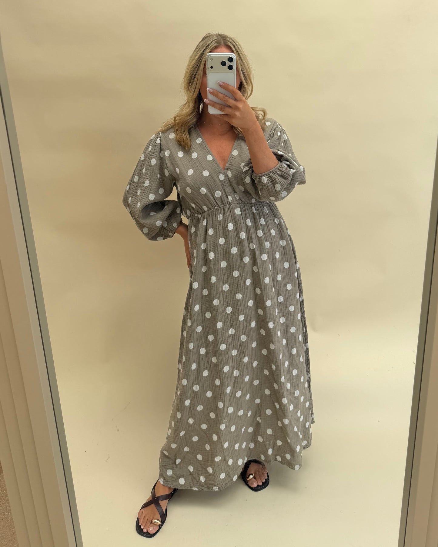 POLKA DOT  CHESSECLOTH COTTON DRESS
