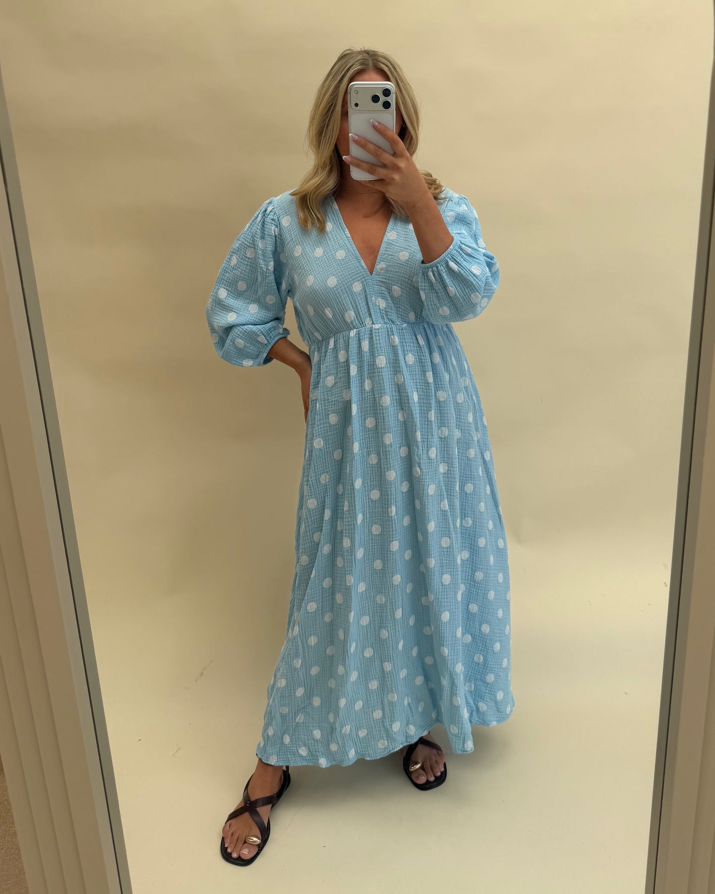 POLKA DOT  CHESSECLOTH COTTON DRESS