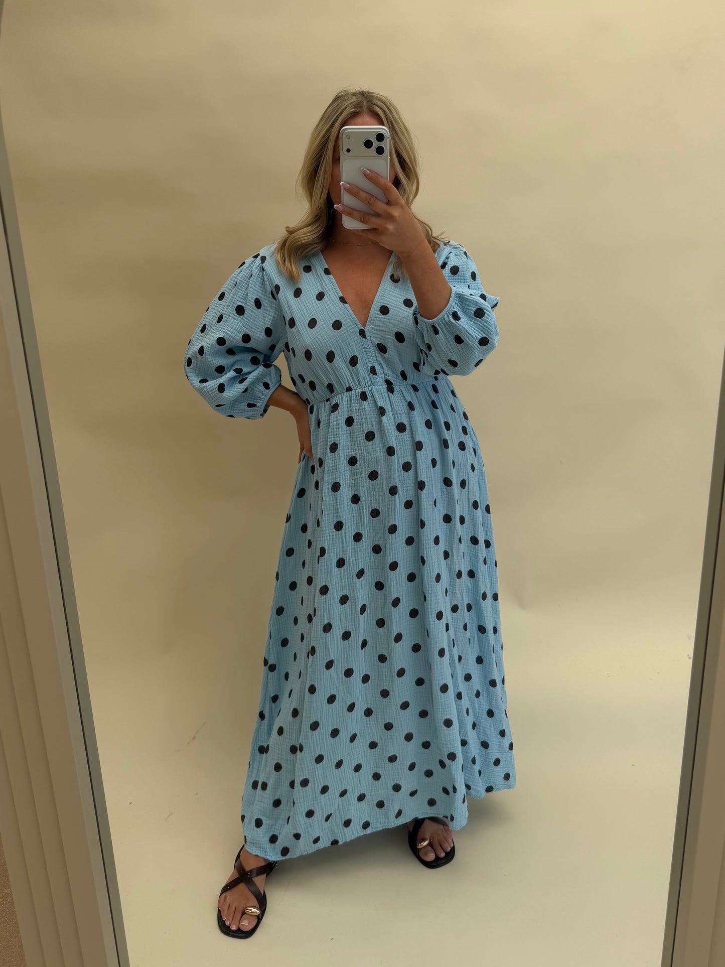 POLKA DOT  CHESSECLOTH COTTON DRESS