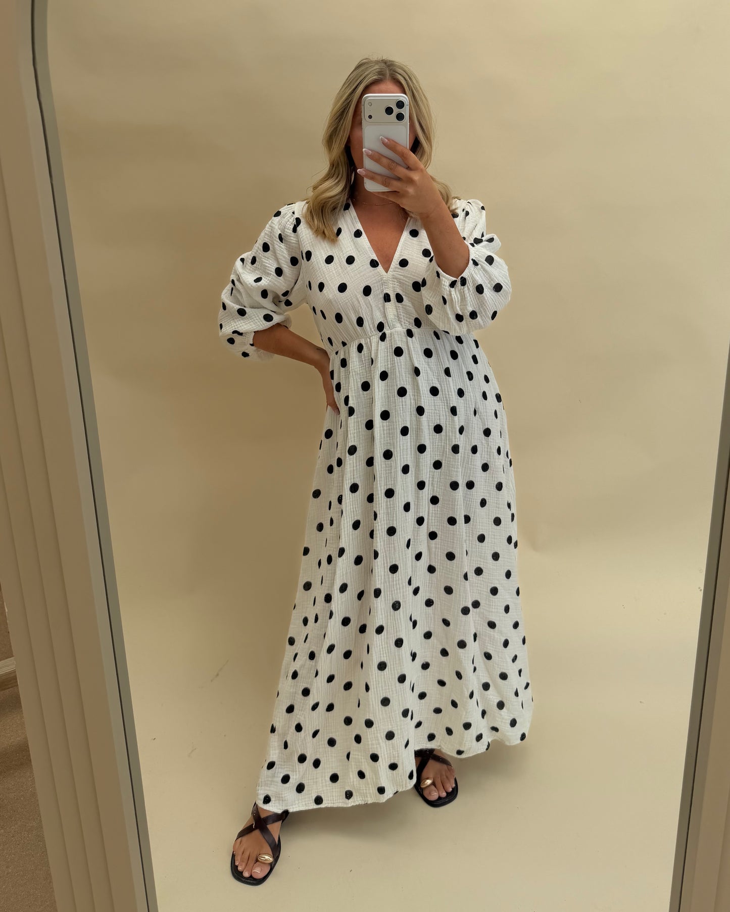 POLKA DOT  CHESSECLOTH COTTON DRESS