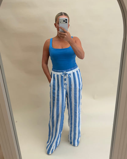 STRIPE CHEESECLOTH COTTON TROUSERS