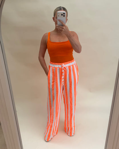 STRIPE CHEESECLOTH COTTON TROUSERS