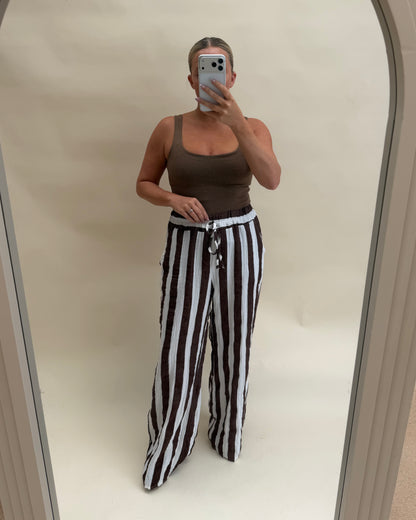 STRIPE CHEESECLOTH COTTON TROUSERS