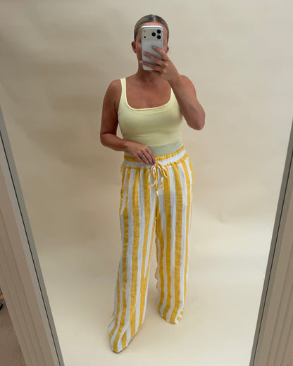 STRIPE CHEESECLOTH COTTON TROUSERS