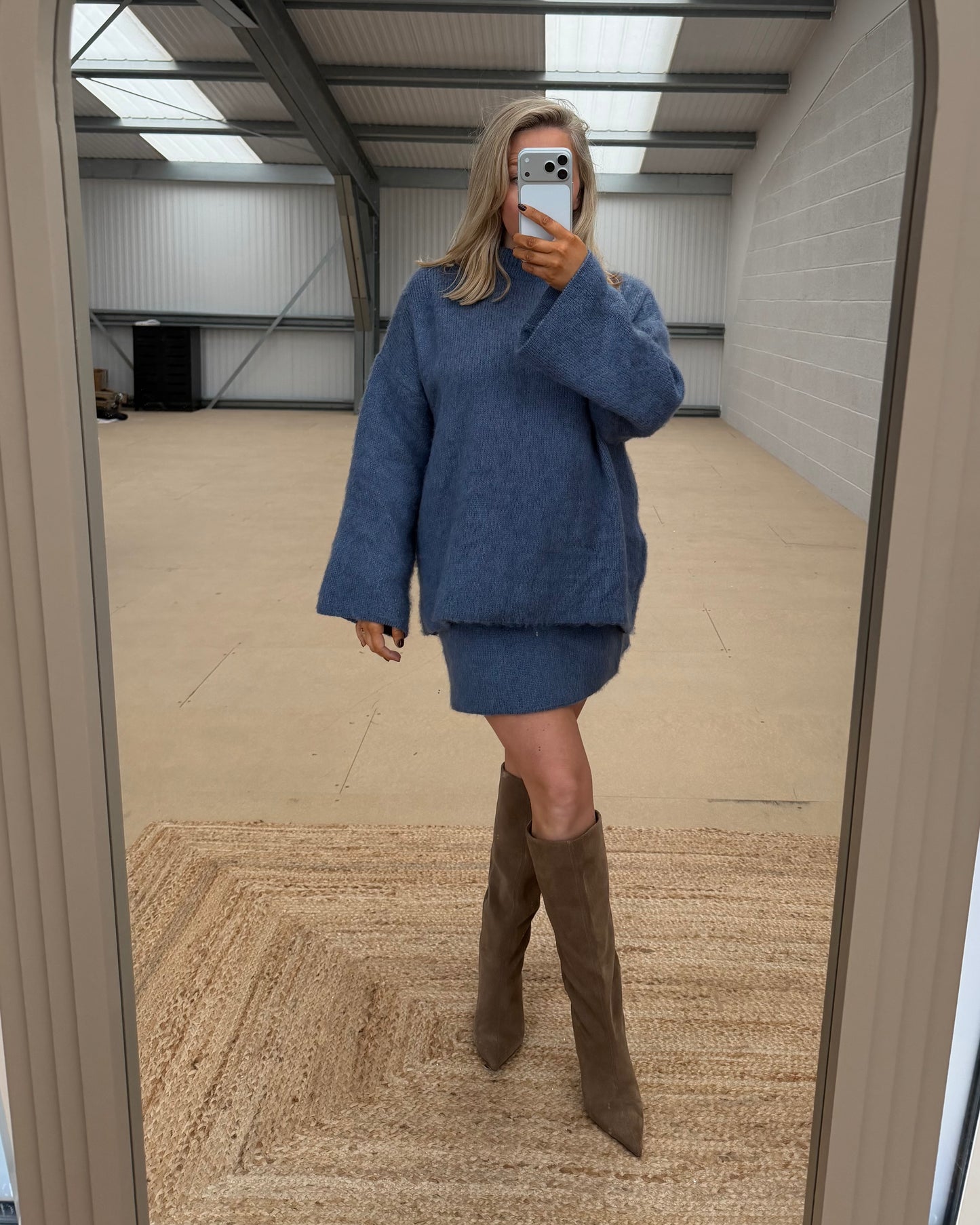 PLAIN KNITTED CO-ORD SKIRT & JUMPER SET