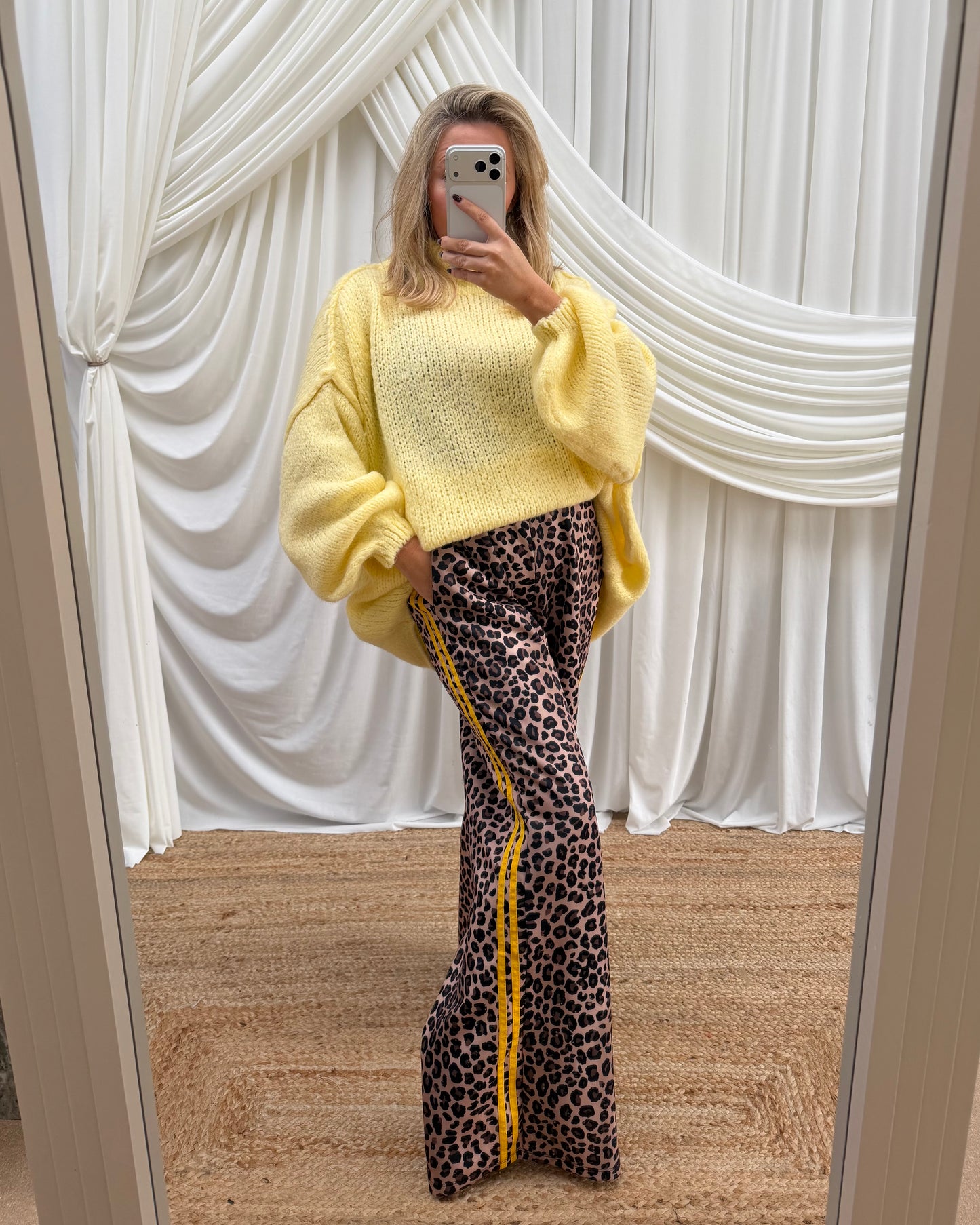 LEOPARD SIDE STRIPE TRACK PANT