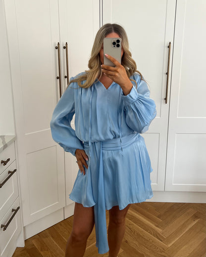 HIGH SHINE BELTED TUNIC DRESS