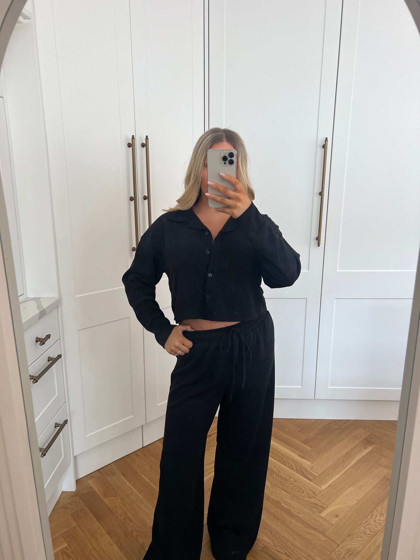 JERSEY CROPPED SHIRT AND WIDE LEG TROUSER SET