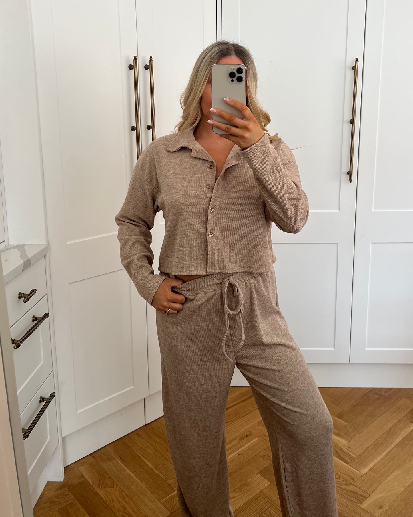 JERSEY CROPPED SHIRT AND WIDE LEG TROUSER SET