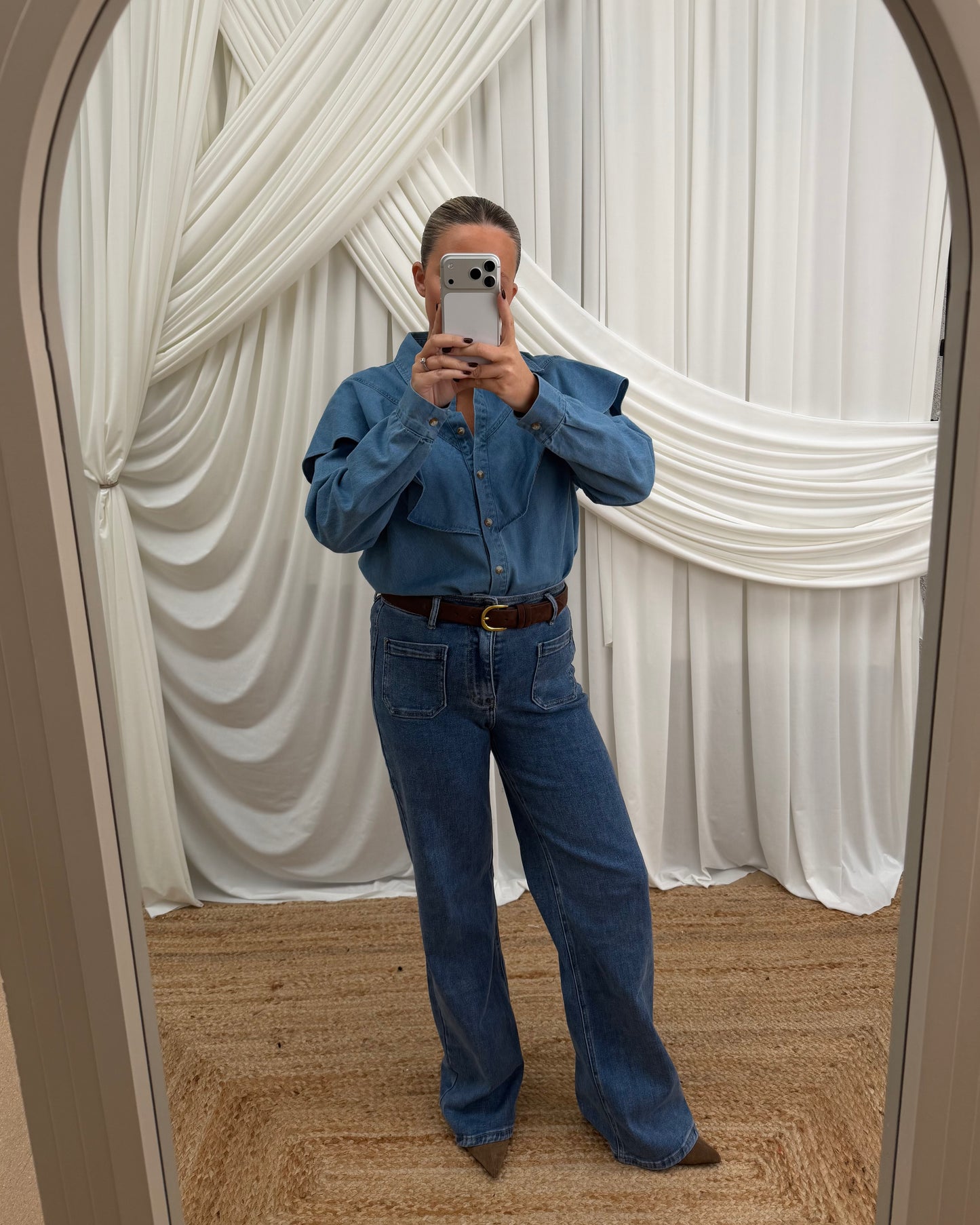 High Waisted Stretchy Straight Leg Jean