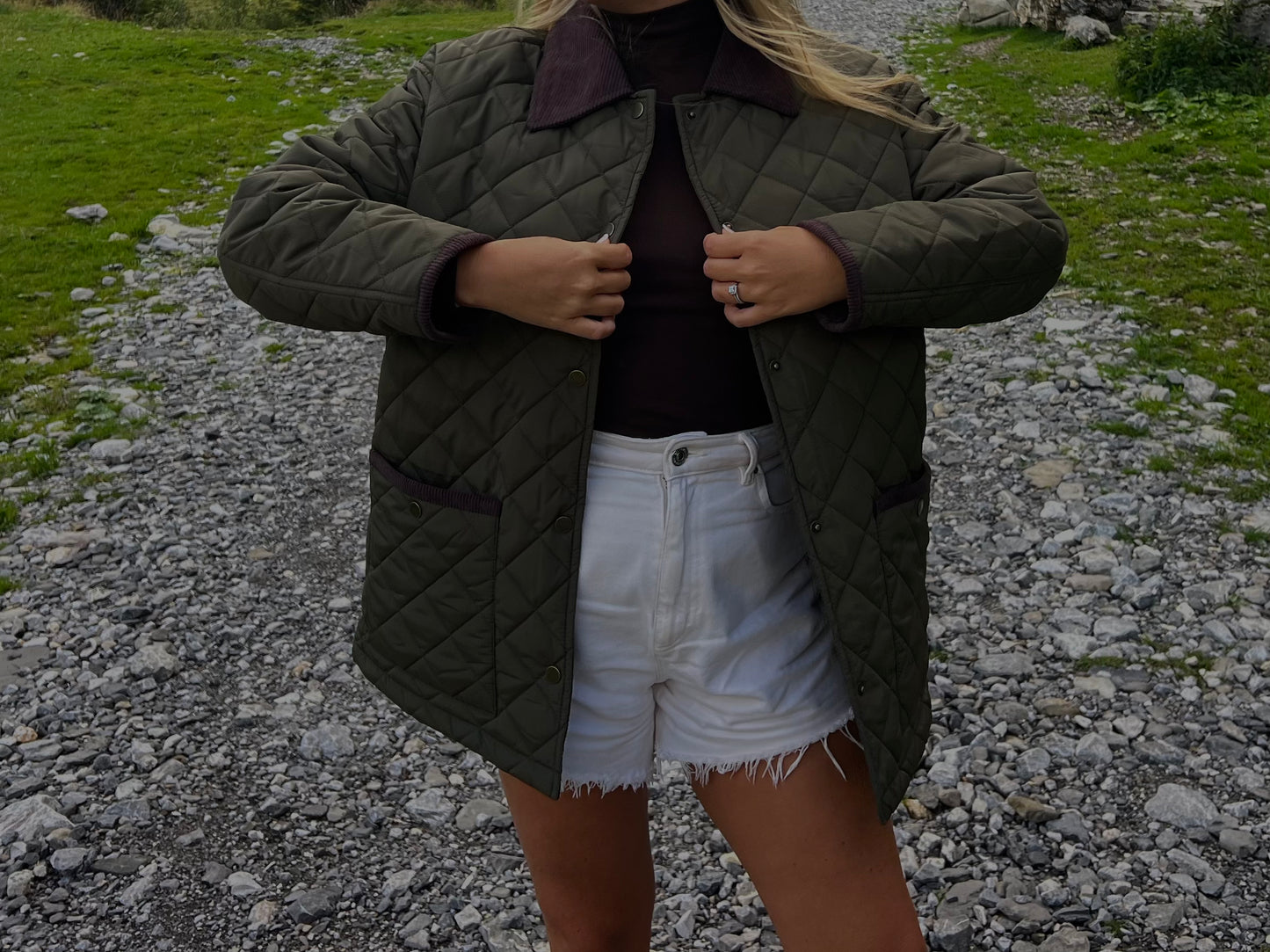 QUILTED JACKET WITH CORD COLLAR
