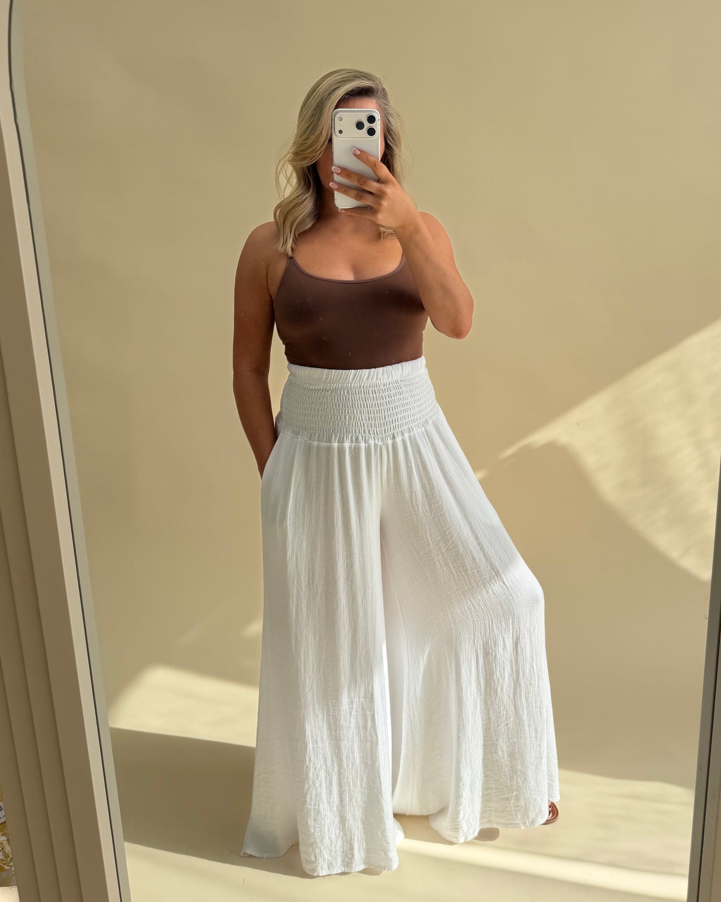 WIDE LEG CREP TROUSERS