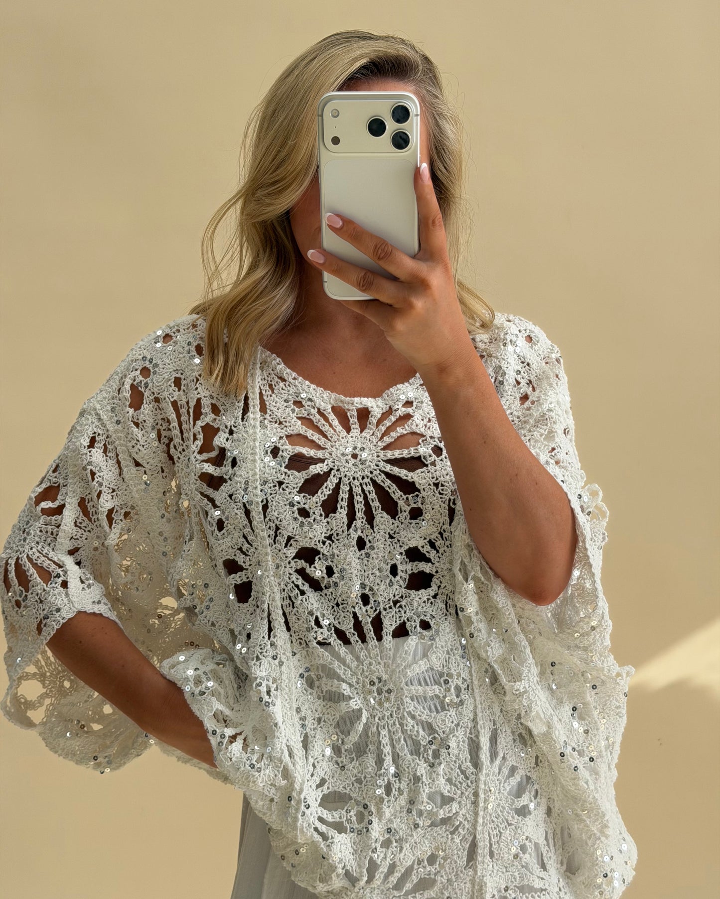 CROCHET SEQUIN BAT WING TOPS