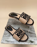 Raffia Embroidered Slide Sandals