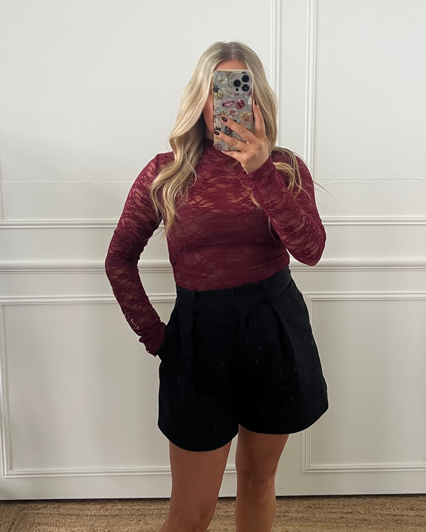 LACE SHEER LONG SLEEVE BODYSUIT