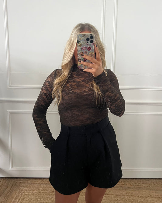 LACE SHEER LONG SLEEVE BODYSUIT